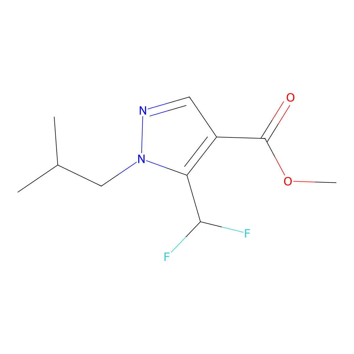 Methyl 5-(difluoromethyl)-1-isobutyl-1H-pyrazole-4-carboxylate molecular structure, CAS 1443292-40-7