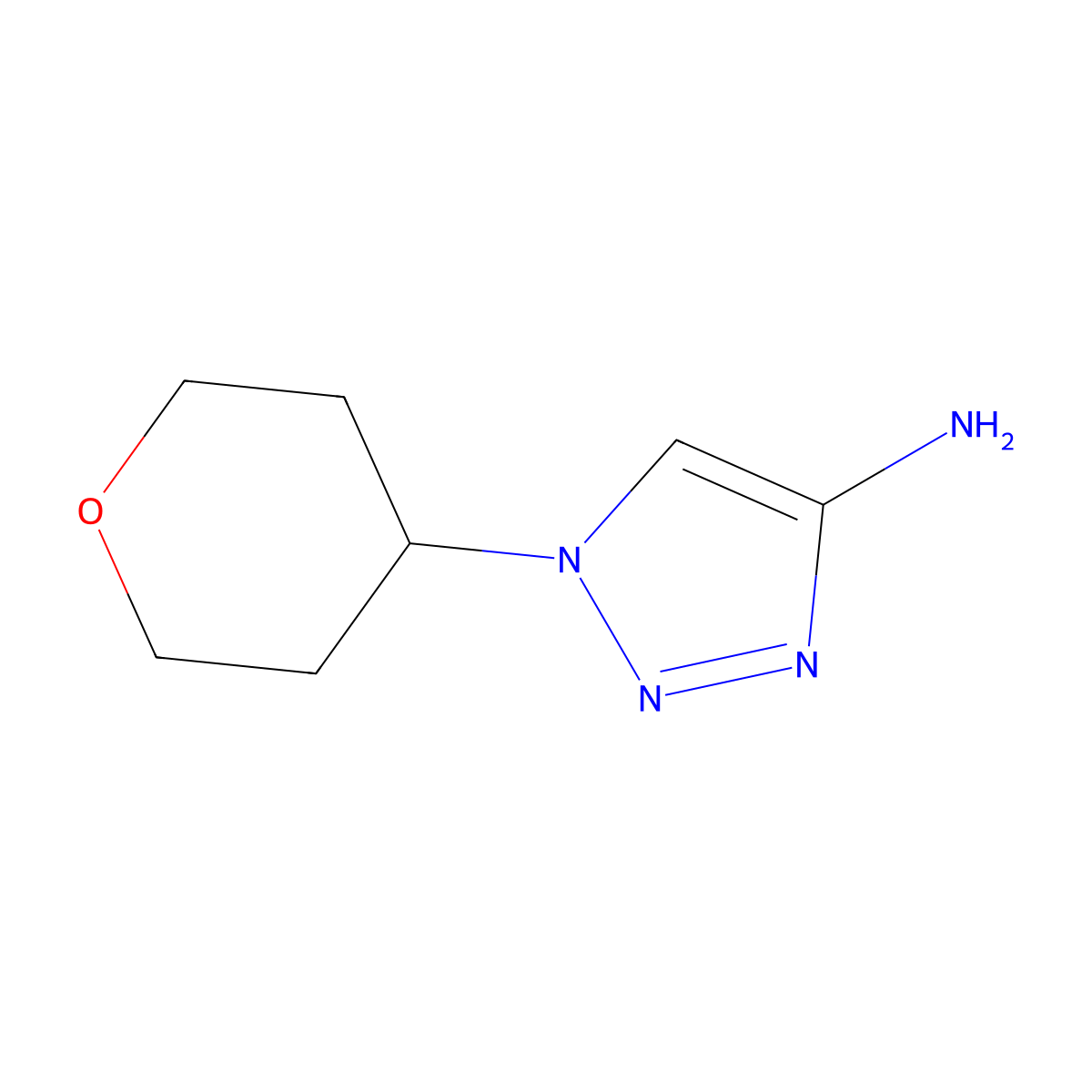 1-(oxan-4-yl)-1H-1,2,3-triazol-4-amine molecular structure, CAS 1443292-43-0