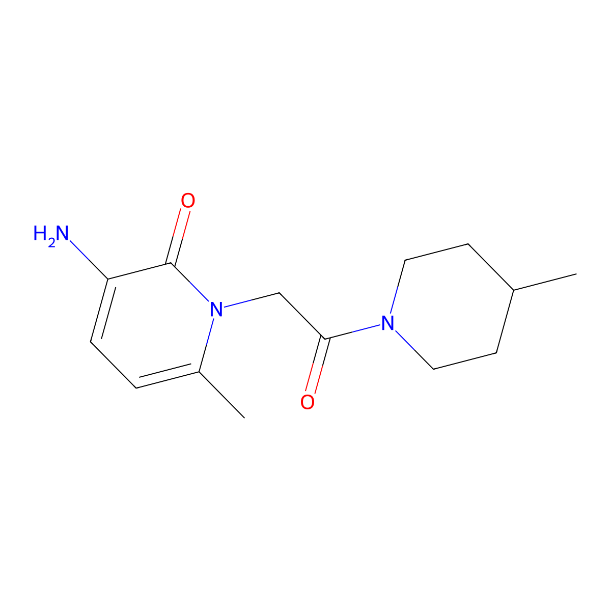 3-Amino-6-methyl-1-(2-(4-methylpiperidin-1-yl)-2-oxoethyl)pyridin-2(1H)-one molecular structure, CAS 1443292-49-6