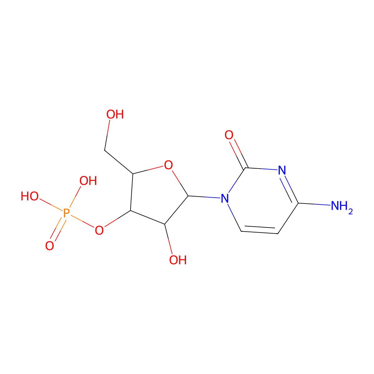 4-Amino-1-(3-o-phosphonopentofuranosyl)pyrimidin-2(1h)-one molecular structure, CAS 14433-47-7