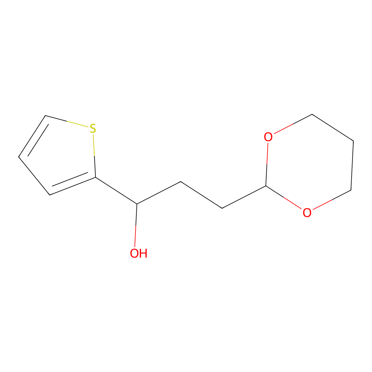 3-[2-(1,3-Dioxanyl)]-1-(2-thienyl)-1-propanol molecular structure, CAS 1443302-24-6