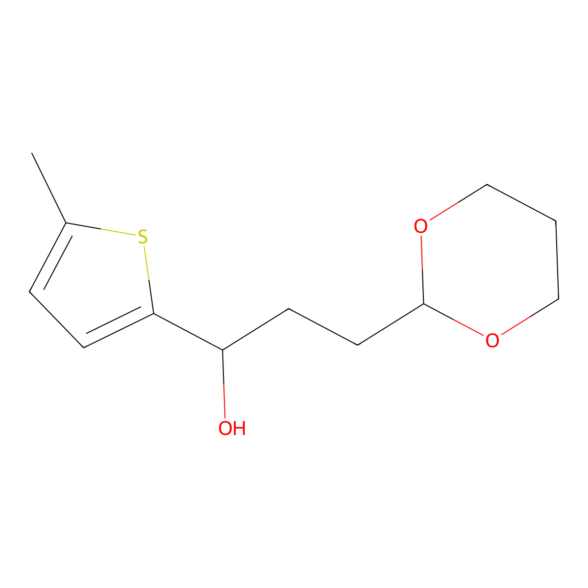 3-[2-(1,3-Dioxanyl)]-1-(5-methyl-2-thienyl)-1-propanol molecular structure, CAS 1443302-25-7