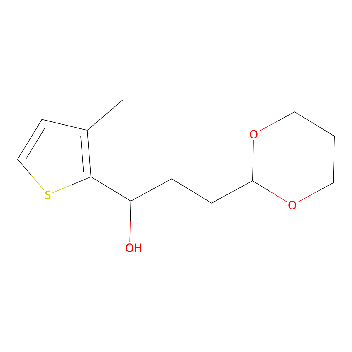 3-[2-(1,3-Dioxanyl)]-1-(3-methyl-2-thienyl)-1-propanol molecular structure, CAS 1443302-26-8