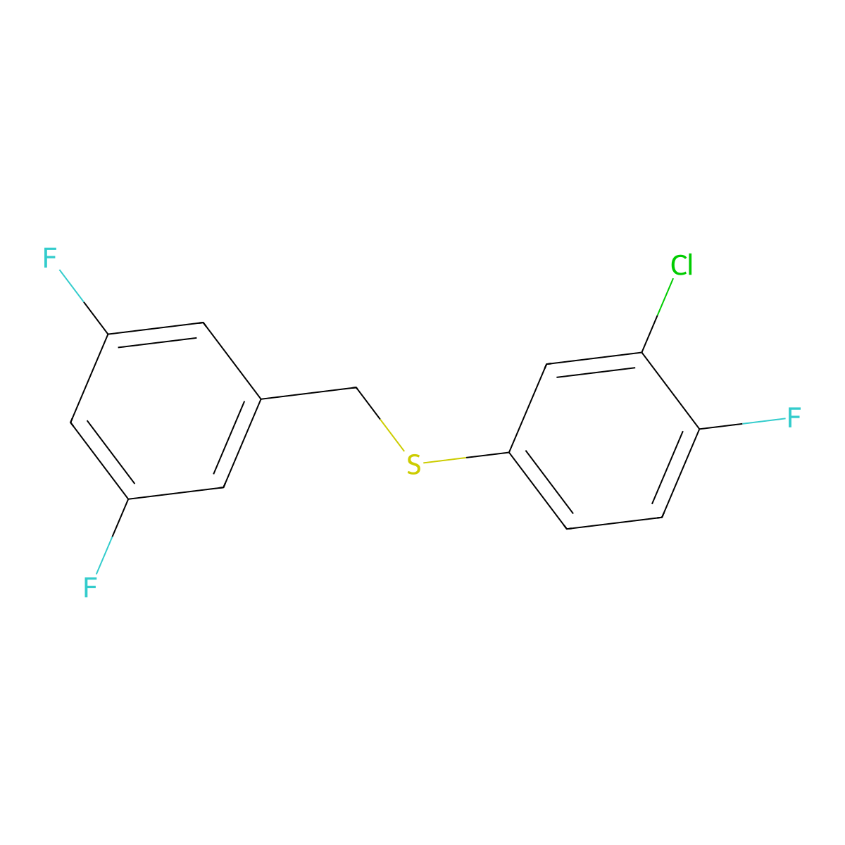 1,3-Difluoro-5-[(3-chloro-4-fluorophenyl)sulfanylmethyl]benzene molecular structure, CAS 1443302-33-7