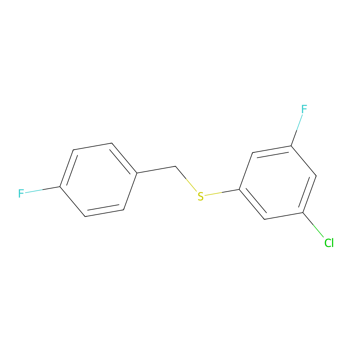 1-Fluoro-4-[(3-chloro-5-fluorophenyl)sulfanylmethyl]benzene molecular structure, CAS 1443302-39-3