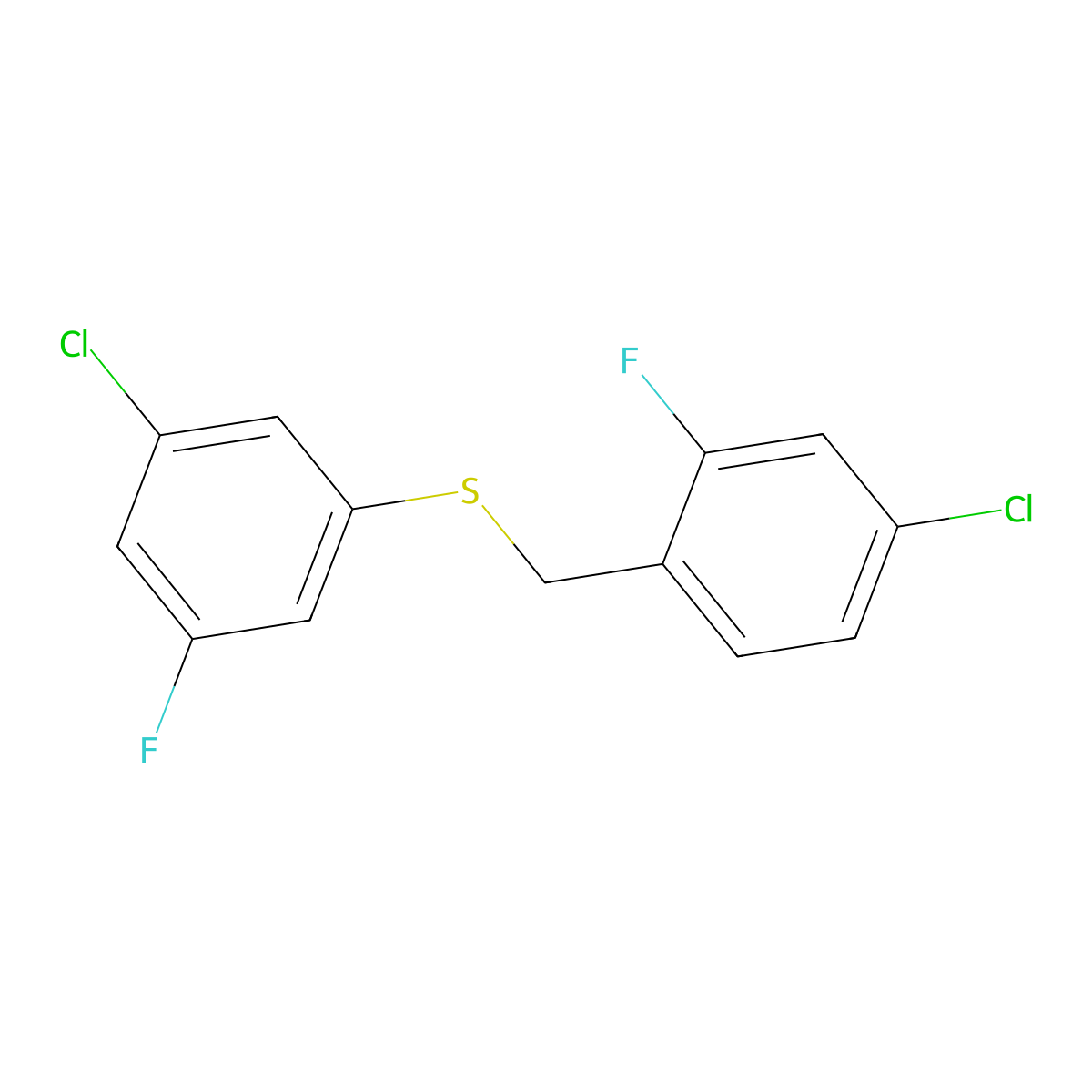 1-Chloro-3-fluoro-4-[(3-chloro-5-fluorophenyl)sulfanylmethyl]benzene molecular structure, CAS 1443302-51-9