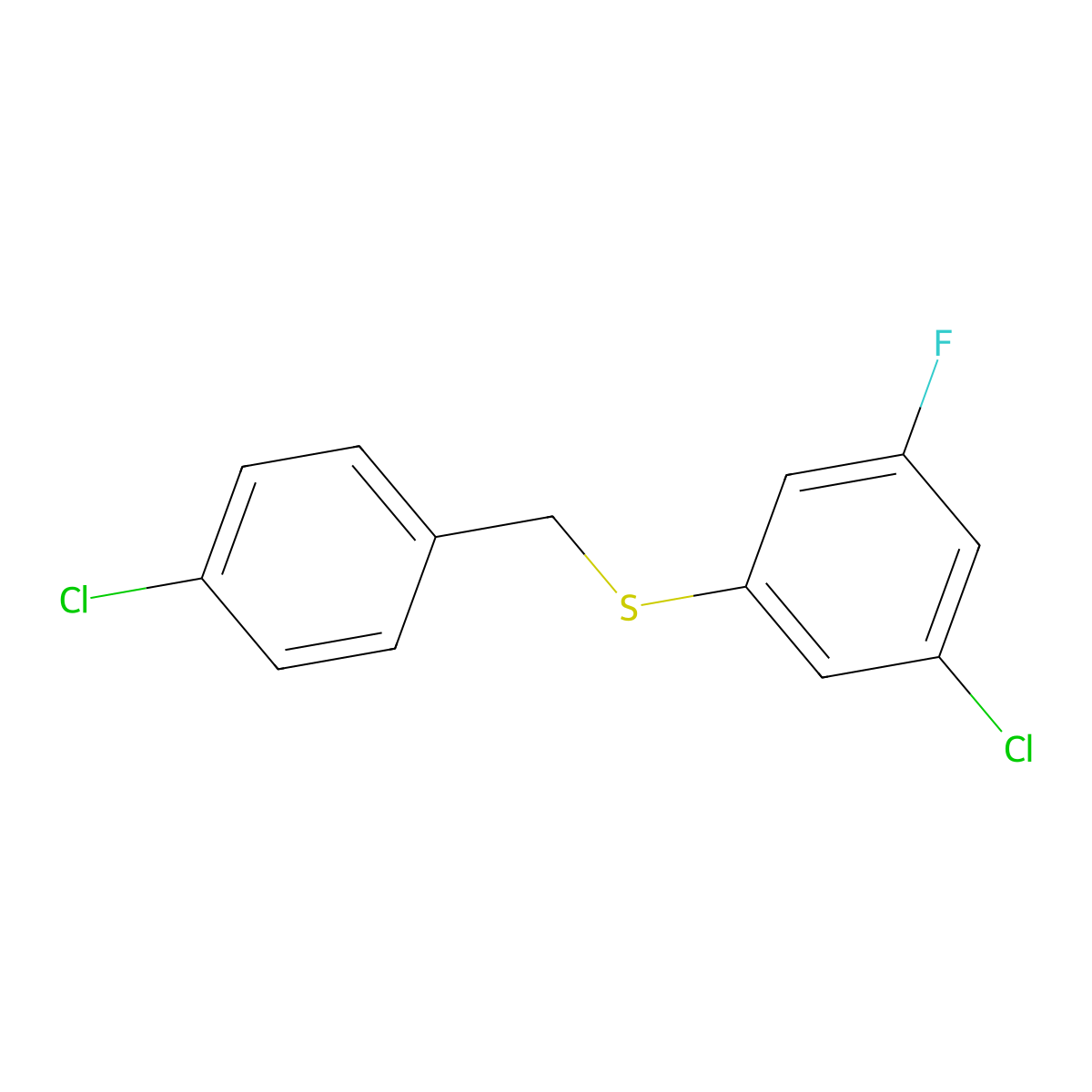 1-Chloro-4-[(3-chloro-5-fluorophenyl)sulfanylmethyl]benzene molecular structure, CAS 1443302-56-4