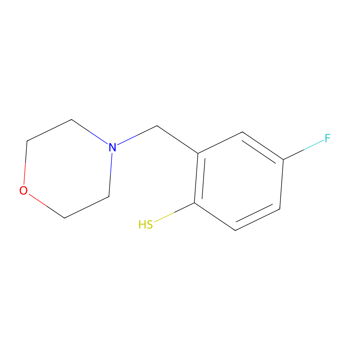 4-Fluoro-2-(morpholinomethyl)benzenethiol molecular structure, CAS 1443302-74-6