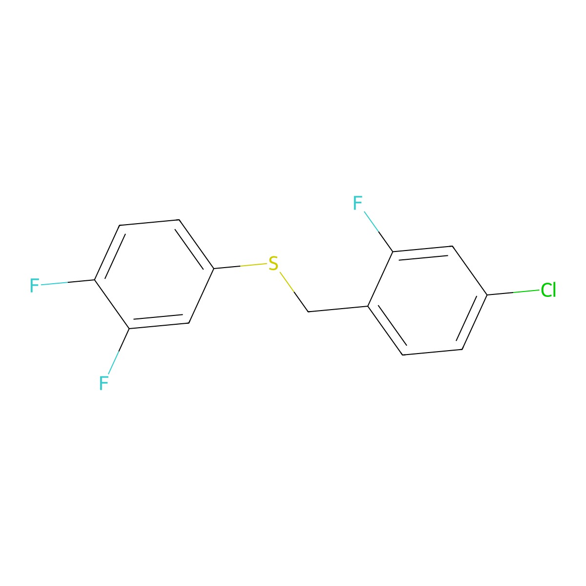 1-Chloro-3-fluoro-4-[(3,4-difluorophenyl)sulfanylmethyl]benzene molecular structure, CAS 1443302-76-8