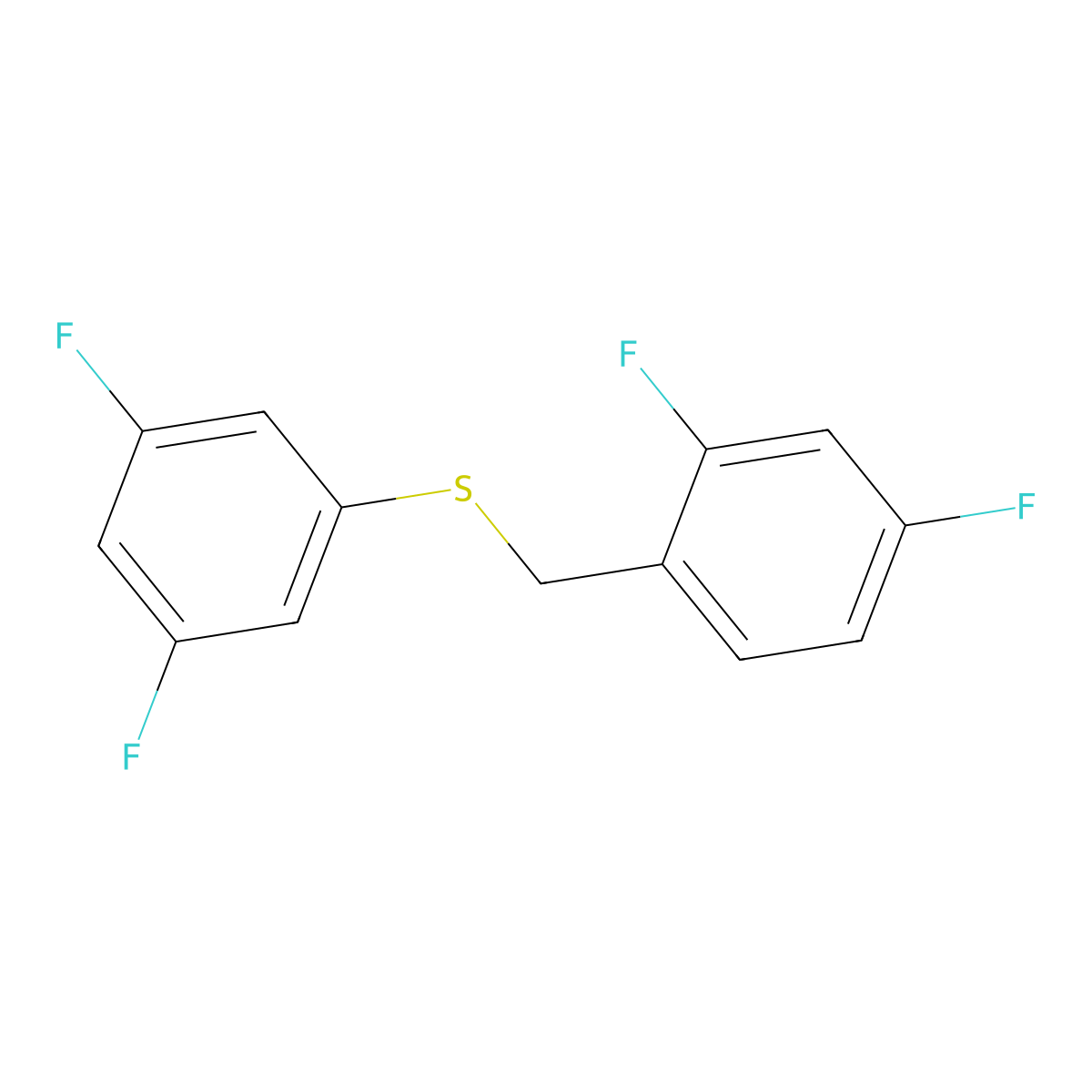 1,3-Difluoro-4-[(3,5-difluorophenyl)sulfanylmethyl]benzene molecular structure, CAS 1443302-80-4