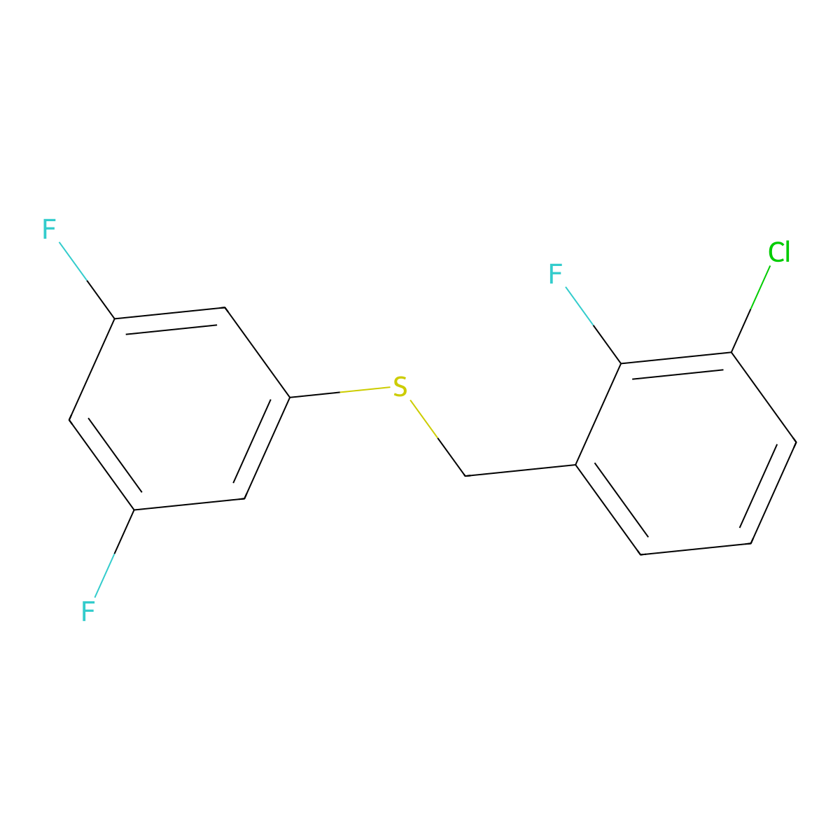 (3-Chloro-2-fluorobenzyl)(3,5-difluorophenyl)sulfane molecular structure, CAS 1443302-85-9