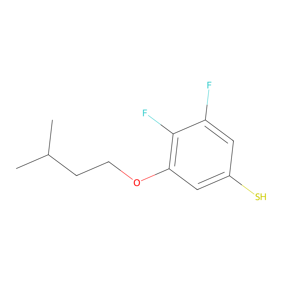3,4-Difluoro-5-(isopentyloxy)benzenethiol molecular structure, CAS 1443302-92-8