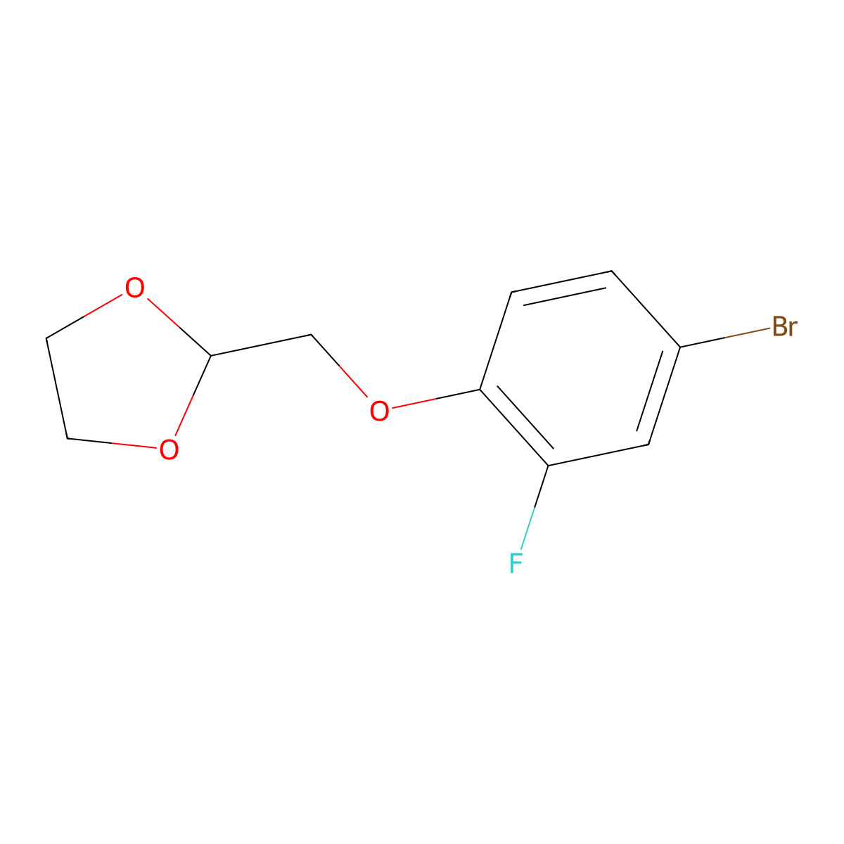 2-((4-Bromo-2-fluorophenoxy)methyl)-1,3-dioxolane molecular structure, CAS 1443303-12-5