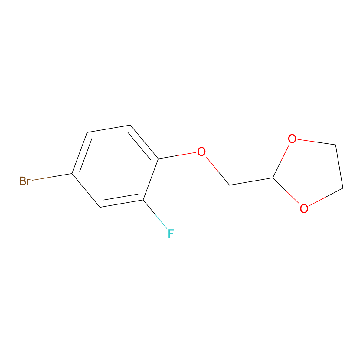 2-((4-Bromo-2-fluorophenoxy)methyl)-1,3-dioxolane molecular structure, CAS 1443303-12-5