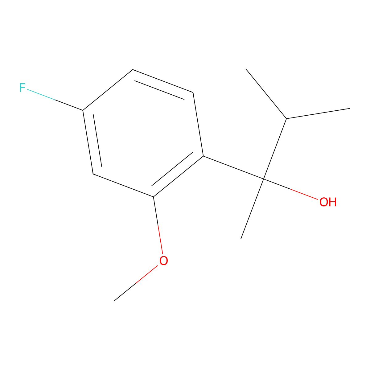 2-(4-Fluoro-2-methoxyphenyl)-3-methyl-butan-2-ol molecular structure, CAS 1443303-16-9