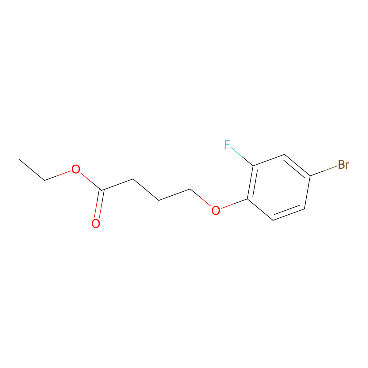 Ethyl 4-(4-bromo-2-fluoro-phenoxy)butanoate molecular structure, CAS 1443303-18-1