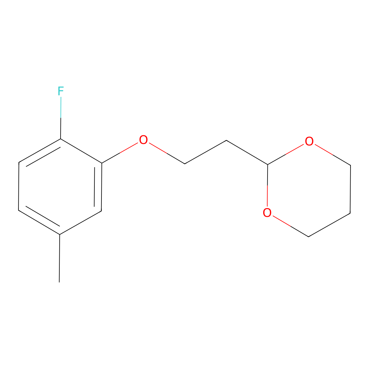 2-[2-(2-Fluoro-5-methyl-phenoxy)ethyl]-1,3-dioxane molecular structure, CAS 1443303-24-9