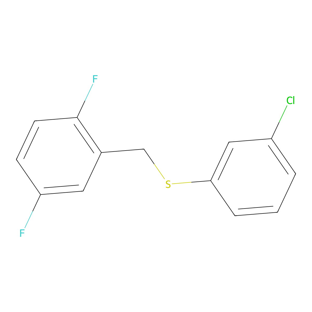 1,4-Difluoro-2-[(3-chlorophenyl)sulfanylmethyl]benzene molecular structure, CAS 1443303-30-7