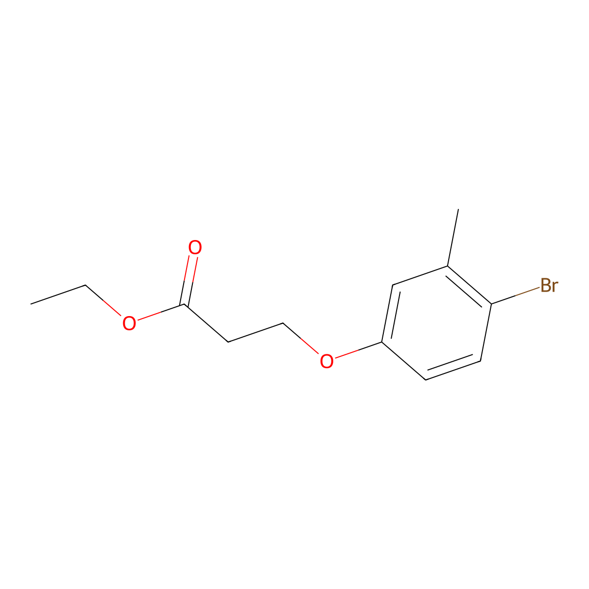 Ethyl 3-(4-bromo-3-methylphenoxy)propanoate molecular structure, CAS 1443303-31-8