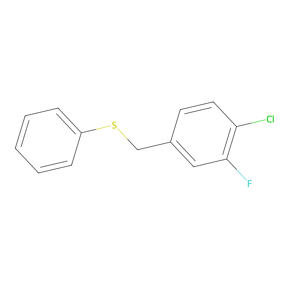 1-Chloro-2-fluoro-4-(phenylsulfanylmethyl)benzene molecular structure, CAS 1443303-36-3