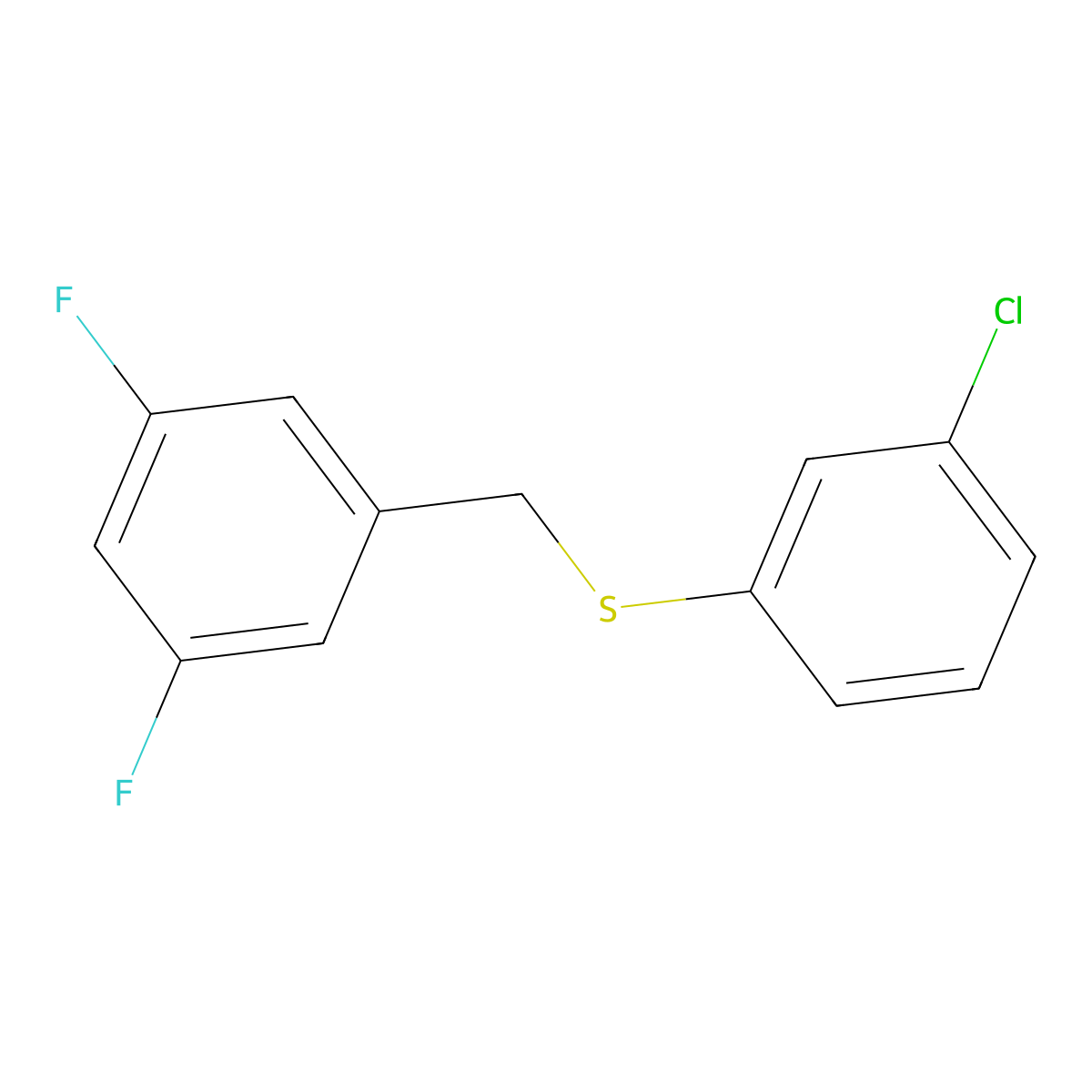 1,3-Difluoro-5-[(3-chlorophenyl)sulfanylmethyl]benzene molecular structure, CAS 1443303-37-4