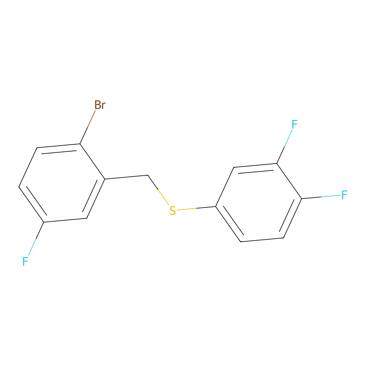 1-Bromo-4-fluoro-2-[(3,4-difluorophenyl)sulfanylmethyl]benzene molecular structure, CAS 1443303-45-4