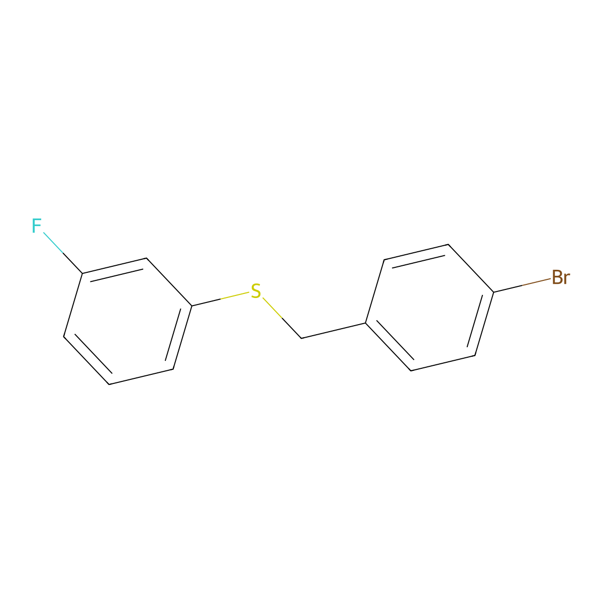 1-Bromo-4-[(3-fluorophenyl)sulfanylmethyl]benzene molecular structure, CAS 1443303-50-1