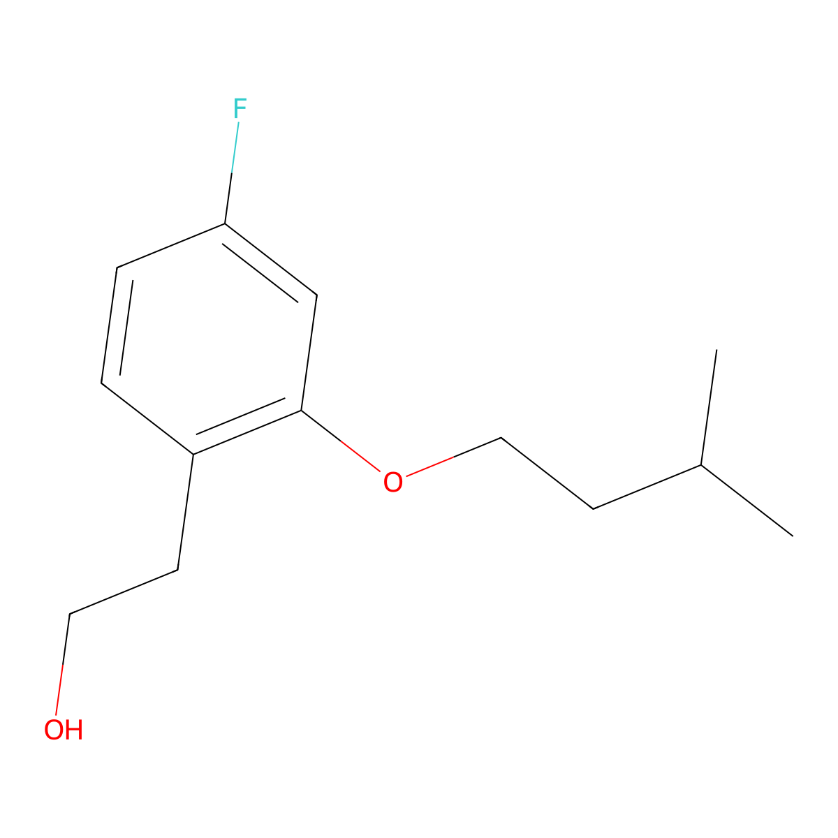 2-(4-Fluoro-2-(isopentyloxy)phenyl)ethanol molecular structure, CAS 1443303-52-3