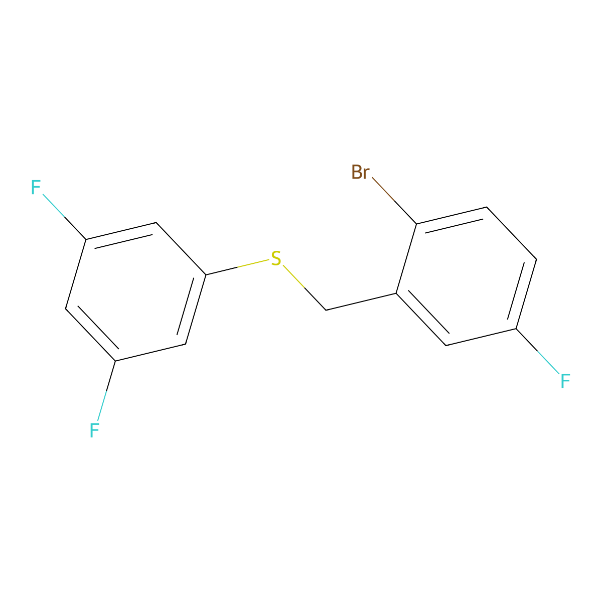 1-Bromo-4-fluoro-2-[(3,5-difluorophenyl)sulfanylmethyl]benzene molecular structure, CAS 1443303-54-5