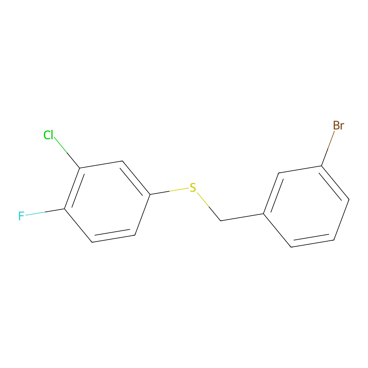 1-Bromo-3-[(3-chloro-4-fluorophenyl)sulfanylmethyl]benzene molecular structure, CAS 1443303-68-1