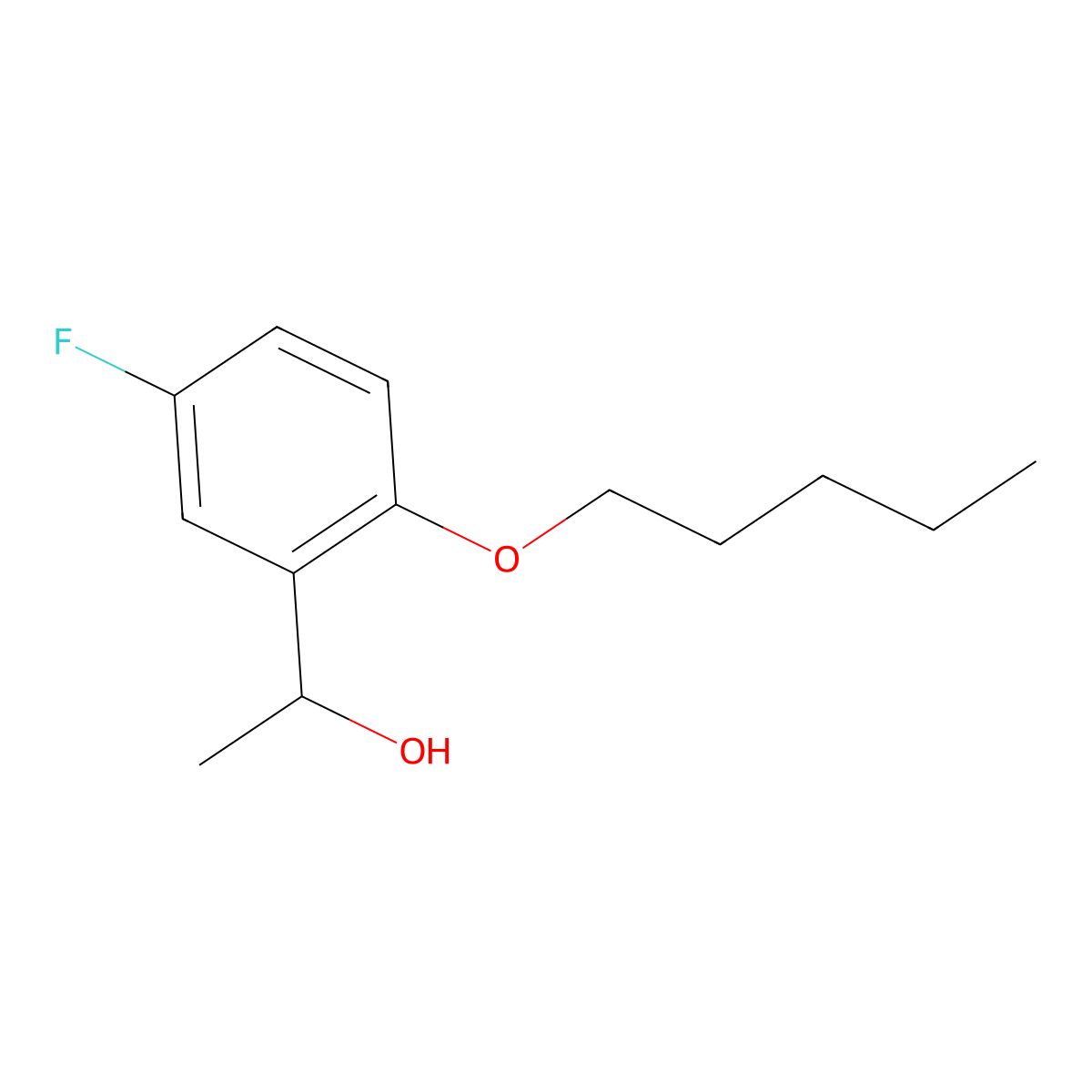1-(5-Fluoro-2-(pentyloxy)phenyl)ethanol molecular structure, CAS 1443303-70-5