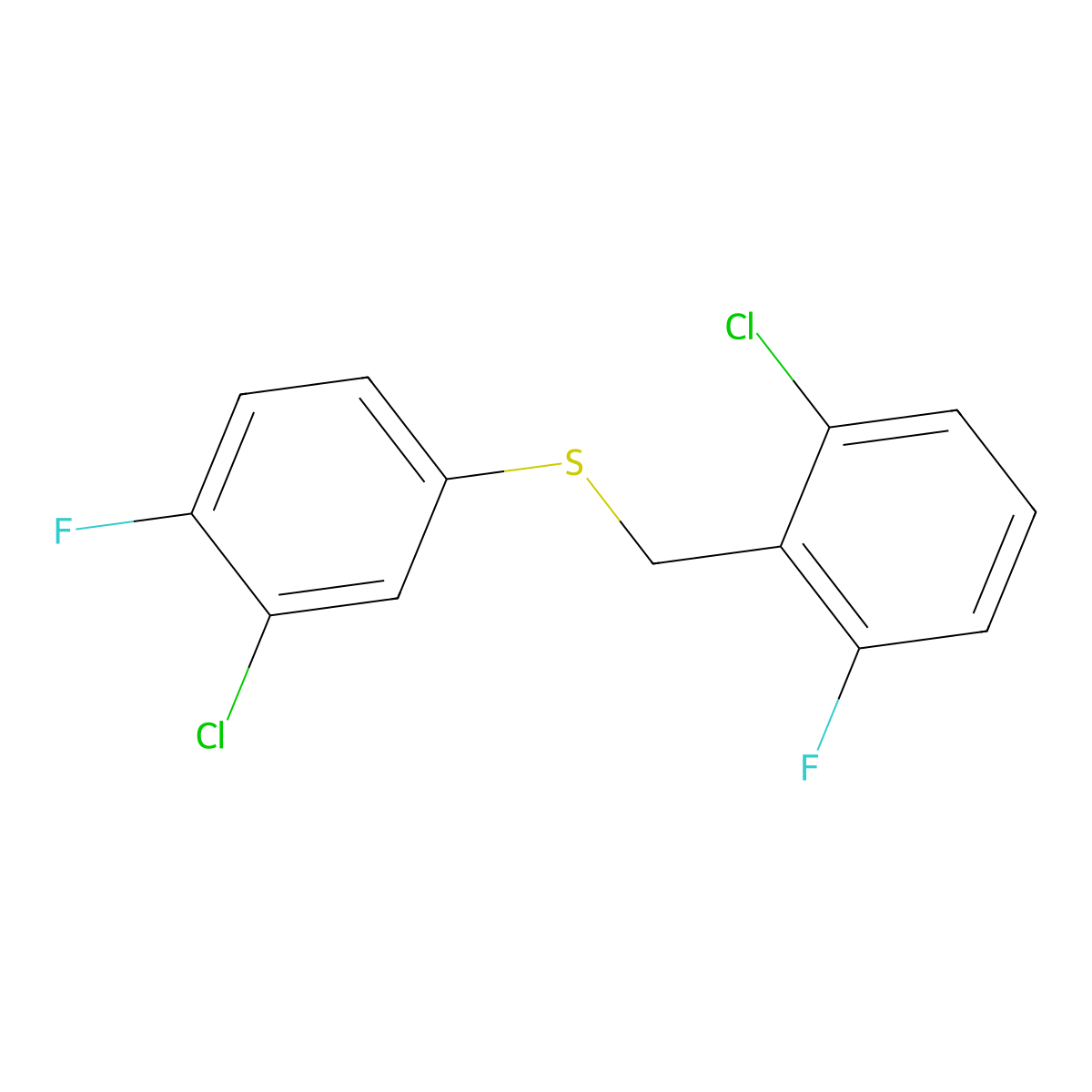 (3-Chloro-4-fluorophenyl)(2-chloro-6-fluorobenzyl)sulfane molecular structure, CAS 1443303-73-8