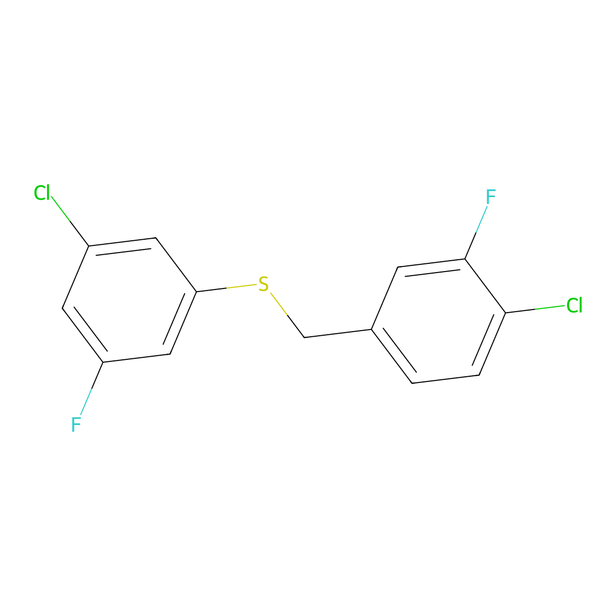 1-Chloro-2-fluoro-4-[(3-chloro-5-fluorophenyl)sulfanylmethyl]benzene molecular structure, CAS 1443303-83-0