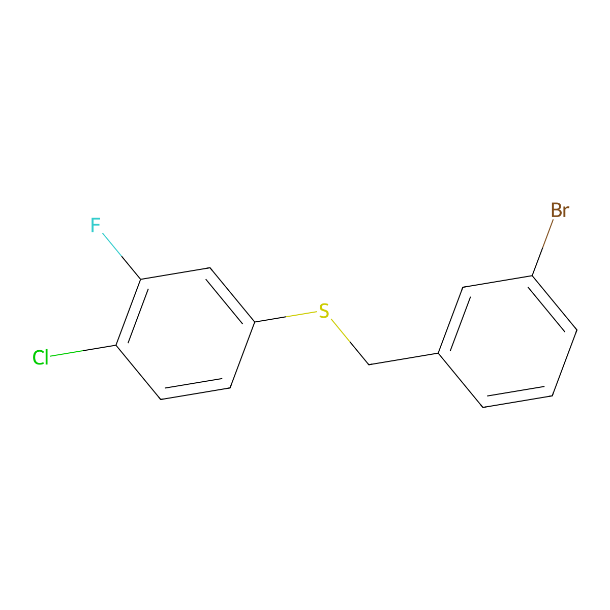 1-Bromo-3-[(4-chloro-3-fluorophenyl)sulfanylmethyl]benzene molecular structure, CAS 1443303-90-9
