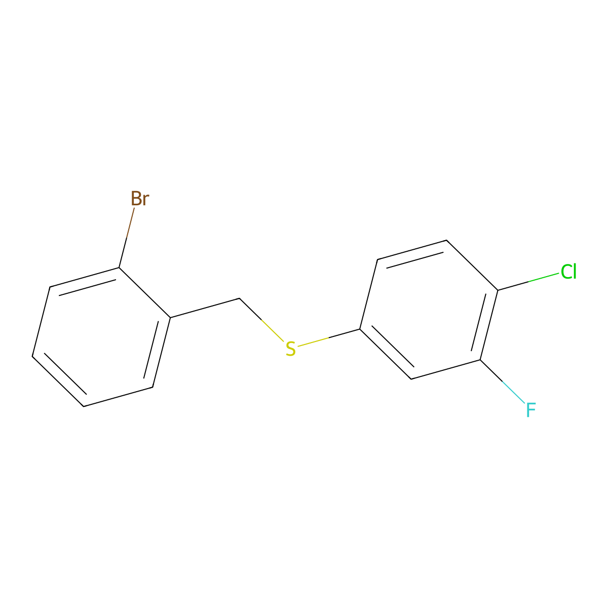 1-Bromo-2-[(4-chloro-3-fluorophenyl)sulfanylmethyl]benzene molecular structure, CAS 1443304-01-5