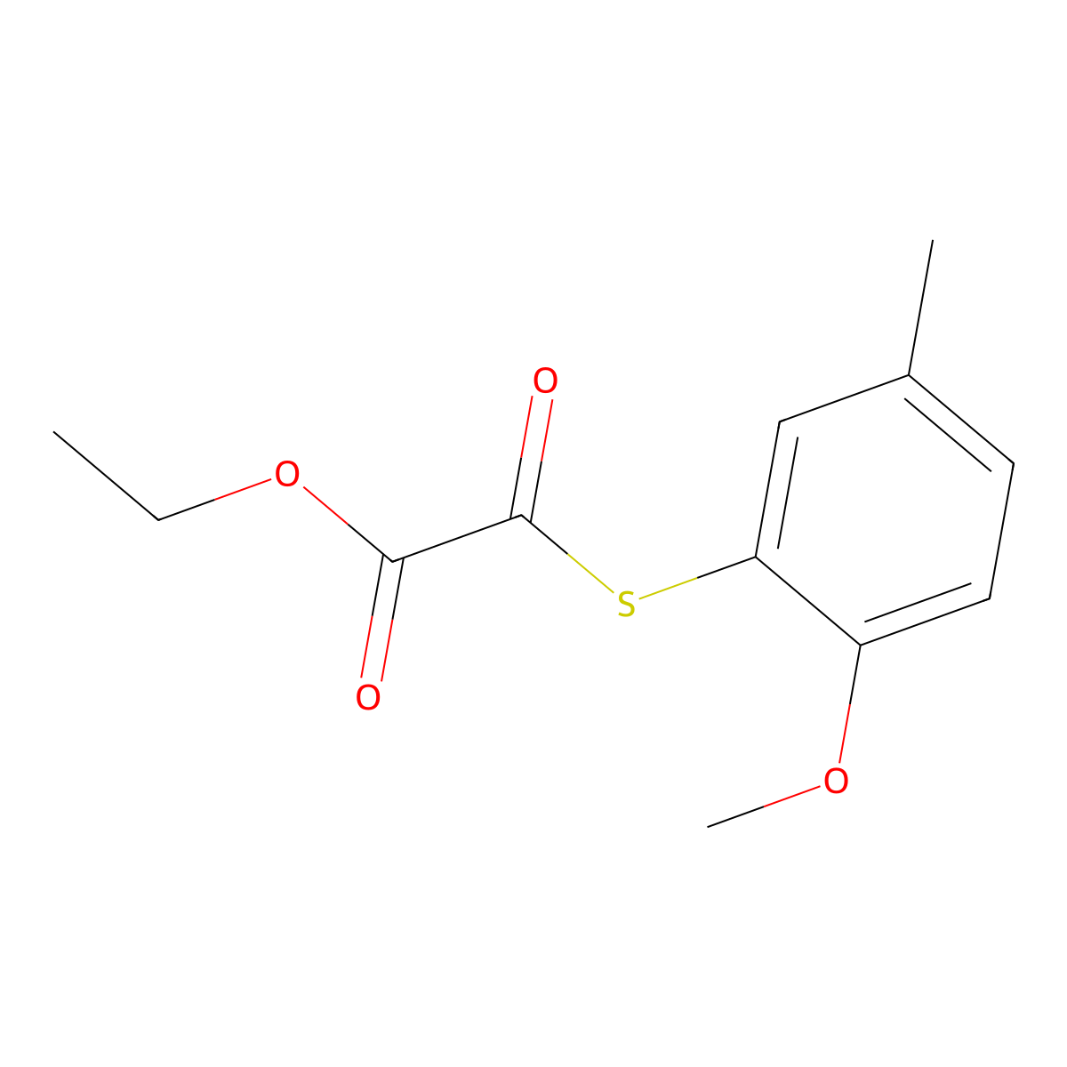 Ethyl 2-(2-methoxy-5-methylphenyl)sulfanyl-2-oxo-acetate molecular structure, CAS 1443304-14-0