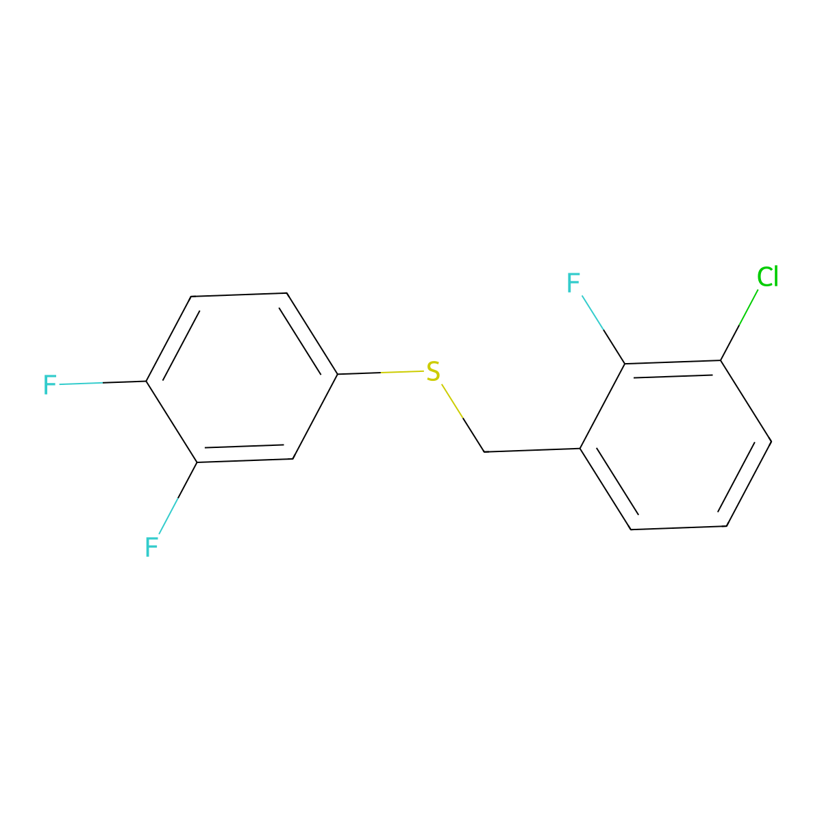 1-Chloro-2-fluoro-3-[(3,4-difluorophenyl)sulfanylmethyl]benzene molecular structure, CAS 1443304-25-3