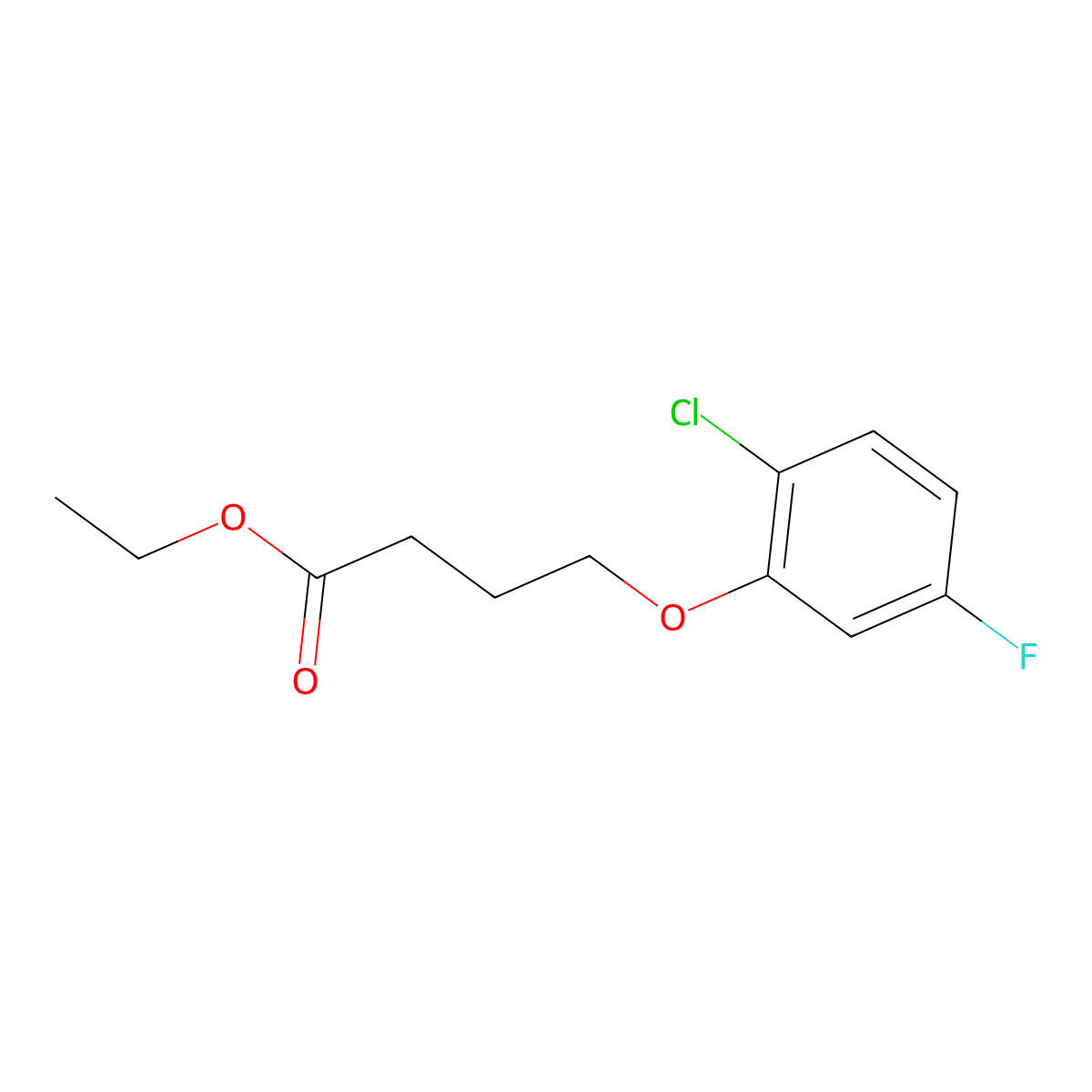 Ethyl 4-(2-chloro-5-fluoro-phenoxy)butanoate molecular structure, CAS 1443304-34-4