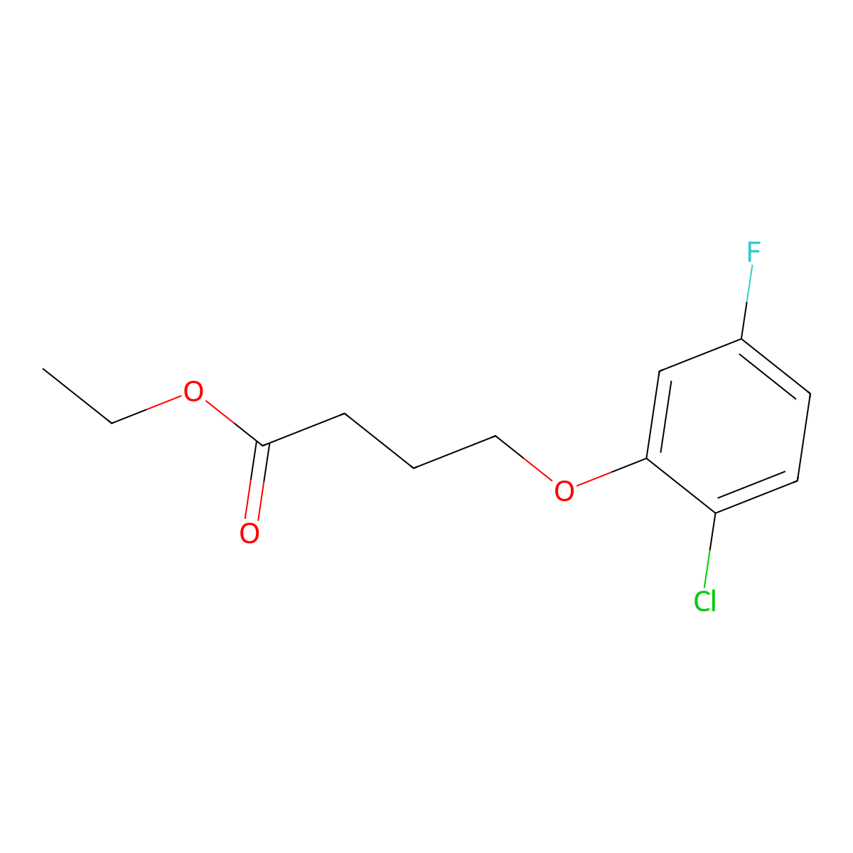 Ethyl 4-(2-chloro-5-fluoro-phenoxy)butanoate molecular structure, CAS 1443304-34-4