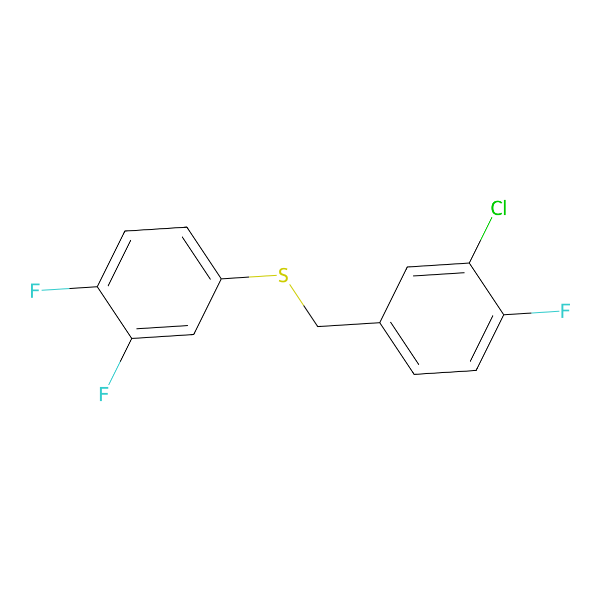 (3-Chloro-4-fluorobenzyl)(3,4-difluorophenyl)sulfane molecular structure, CAS 1443304-35-5