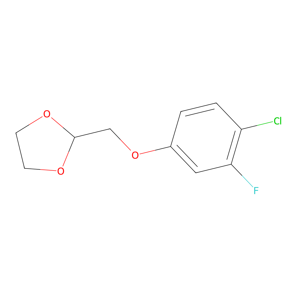 2-((4-Chloro-3-fluorophenoxy)methyl)-1,3-dioxolane molecular structure, CAS 1443304-43-5