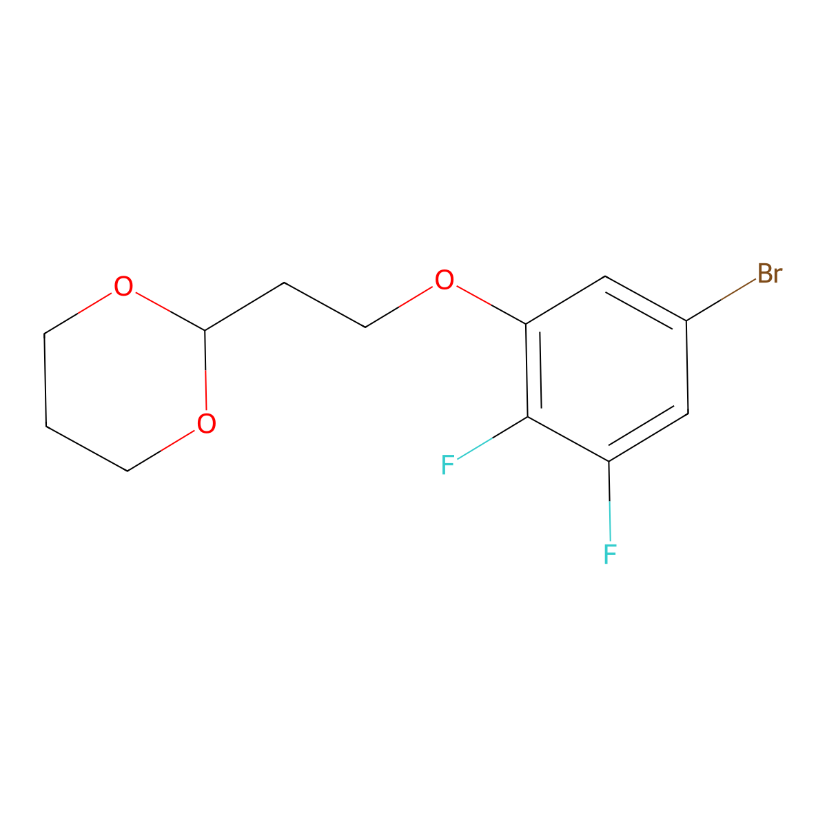 2-[2-(3-Bromo-5,6-difluoro-phenoxy)ethyl]-1,3-dioxane molecular structure, CAS 1443304-51-5