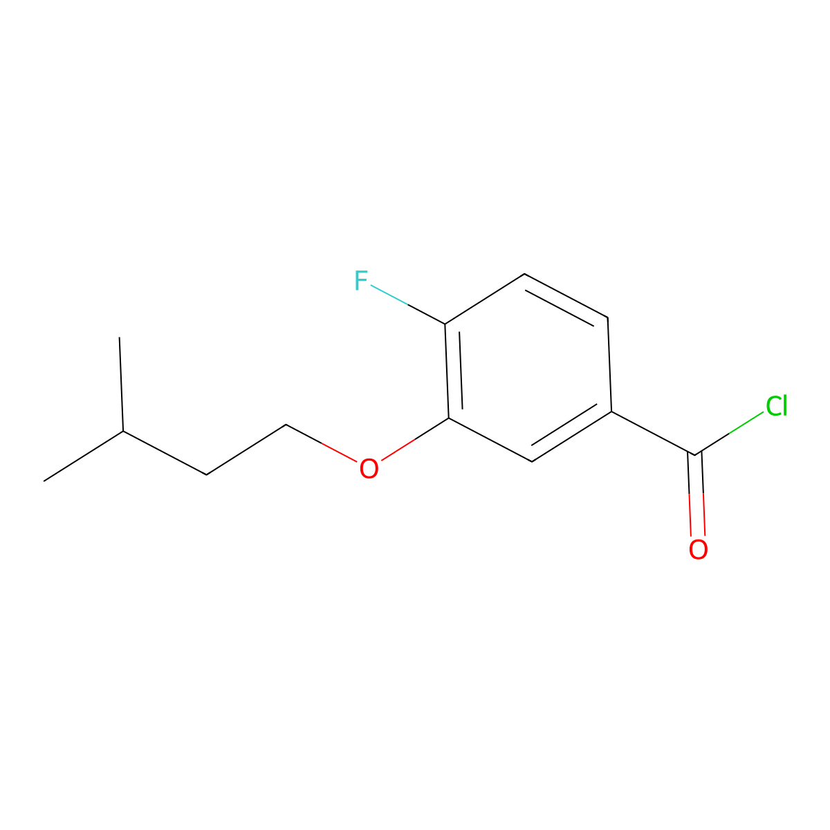 4-Fluoro-3-iso-pentoxybenzoyl chloride molecular structure, CAS 1443304-54-8