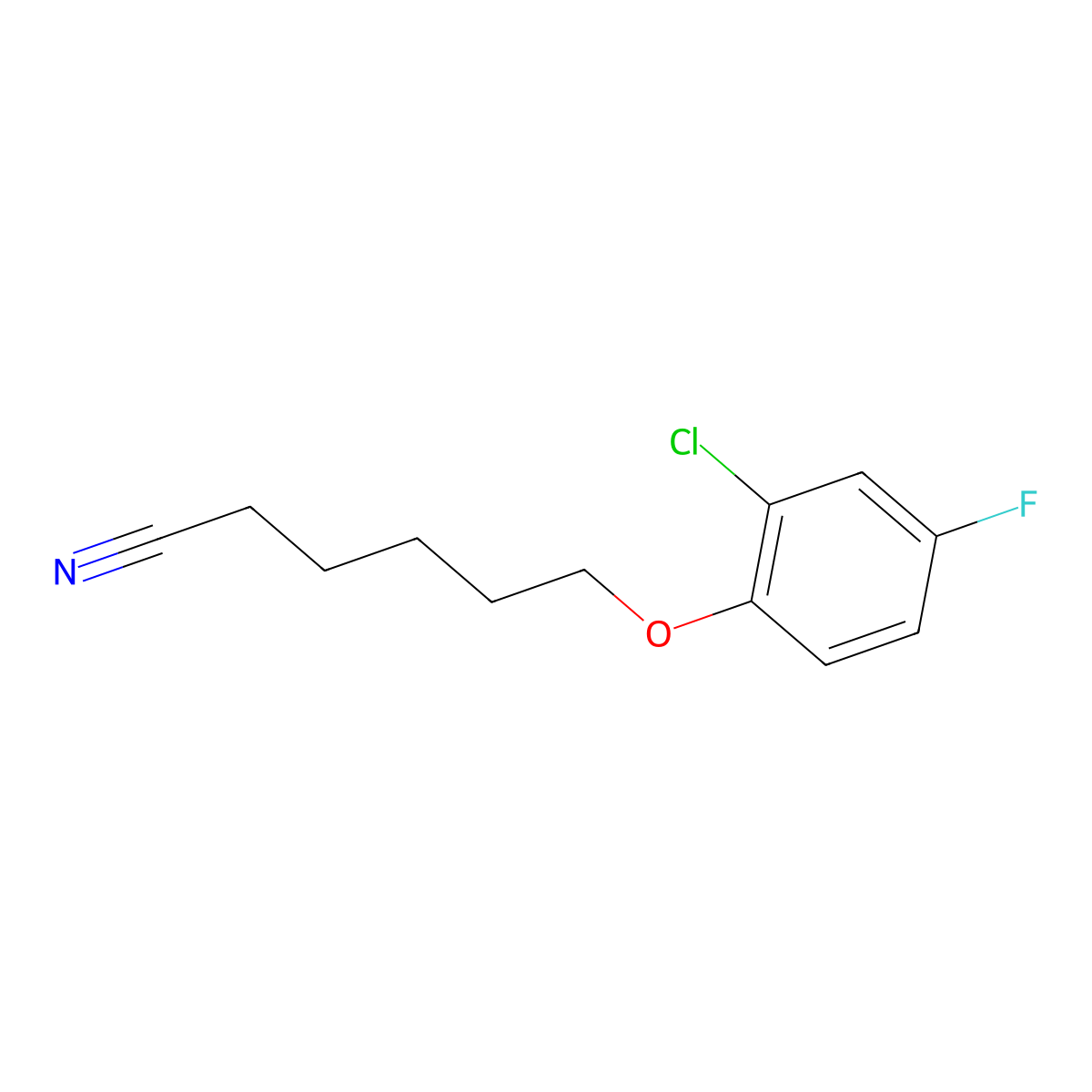6-(2-Chloro-4-fluoro-phenoxy)hexanenitrile molecular structure, CAS 1443304-57-1