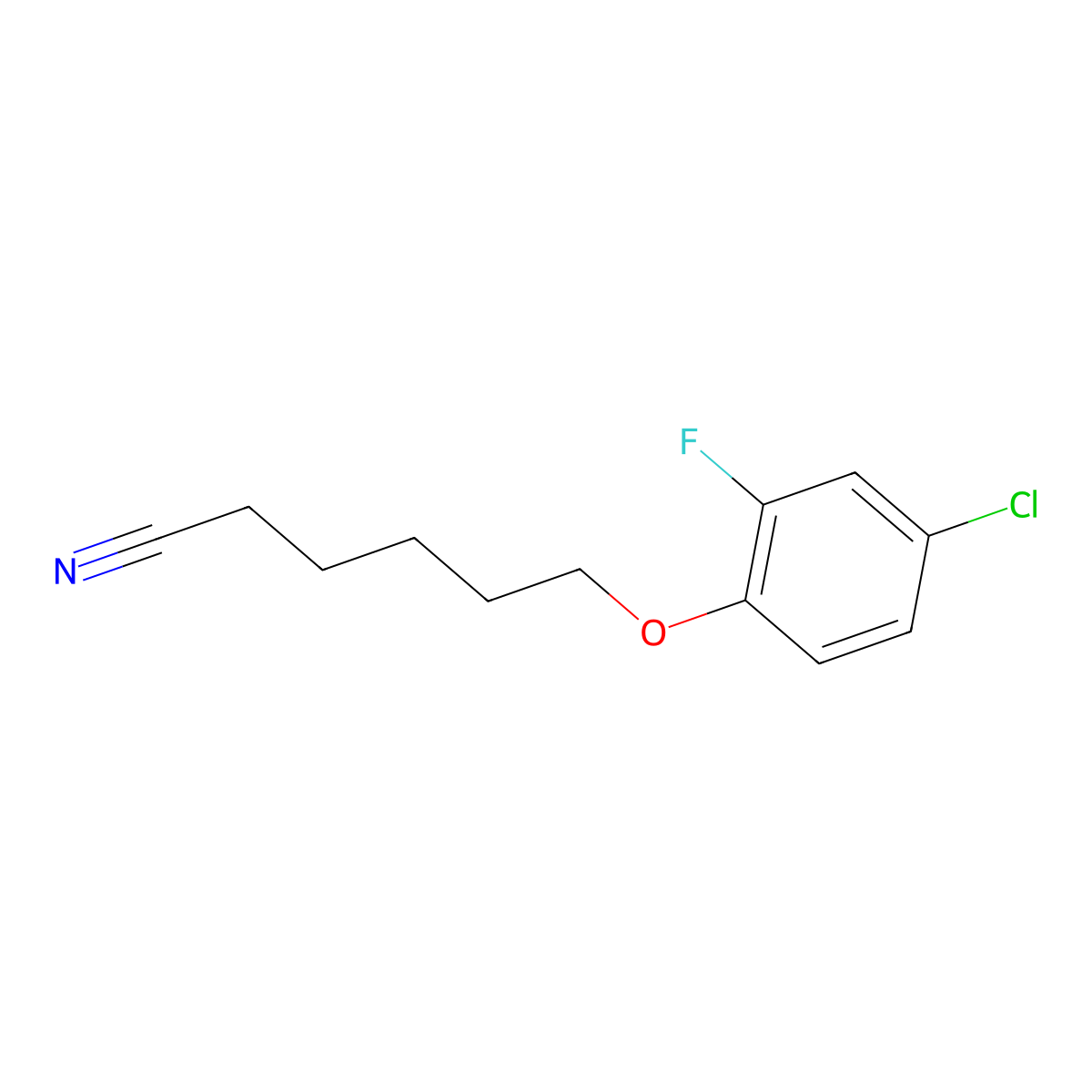6-(4-Chloro-2-fluoro-phenoxy)hexanenitrile molecular structure, CAS 1443304-60-6