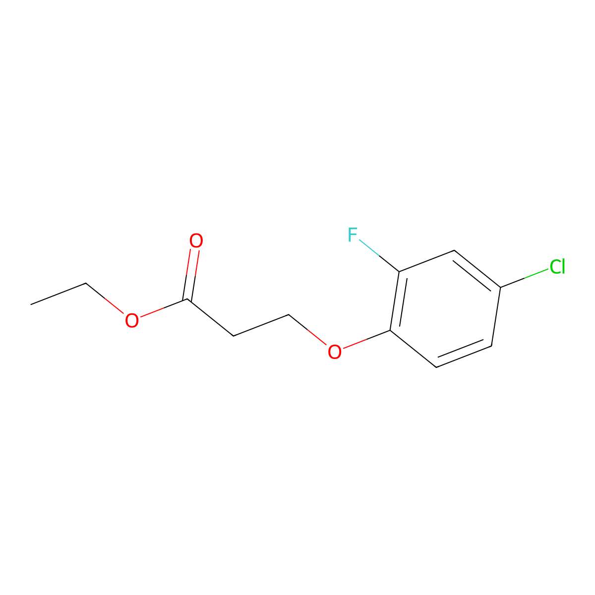 Ethyl 3-(4-chloro-2-fluoro-phenoxy)propanoate molecular structure, CAS 1443304-73-1