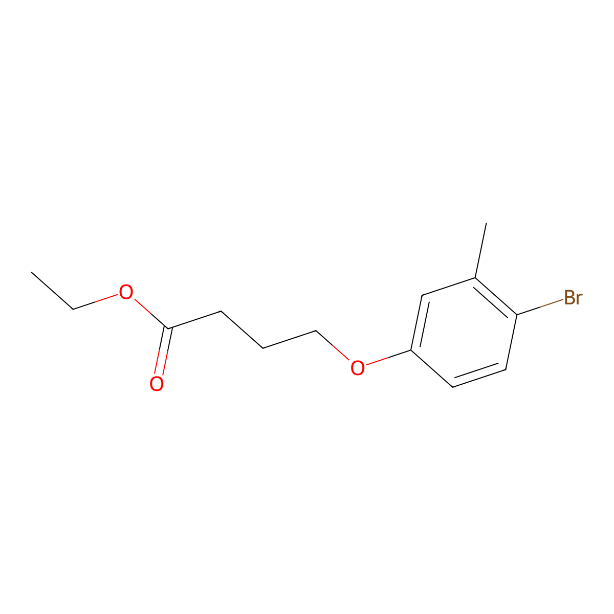 Ethyl 4-(4-bromo-3-methyl-phenoxy)butanoate molecular structure, CAS 1443304-80-0