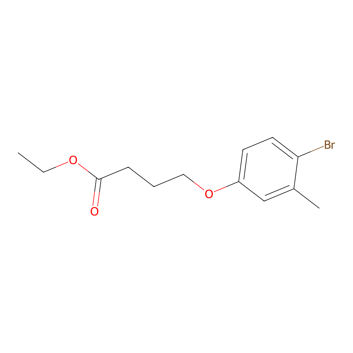 Ethyl 4-(4-bromo-3-methyl-phenoxy)butanoate molecular structure, CAS 1443304-80-0