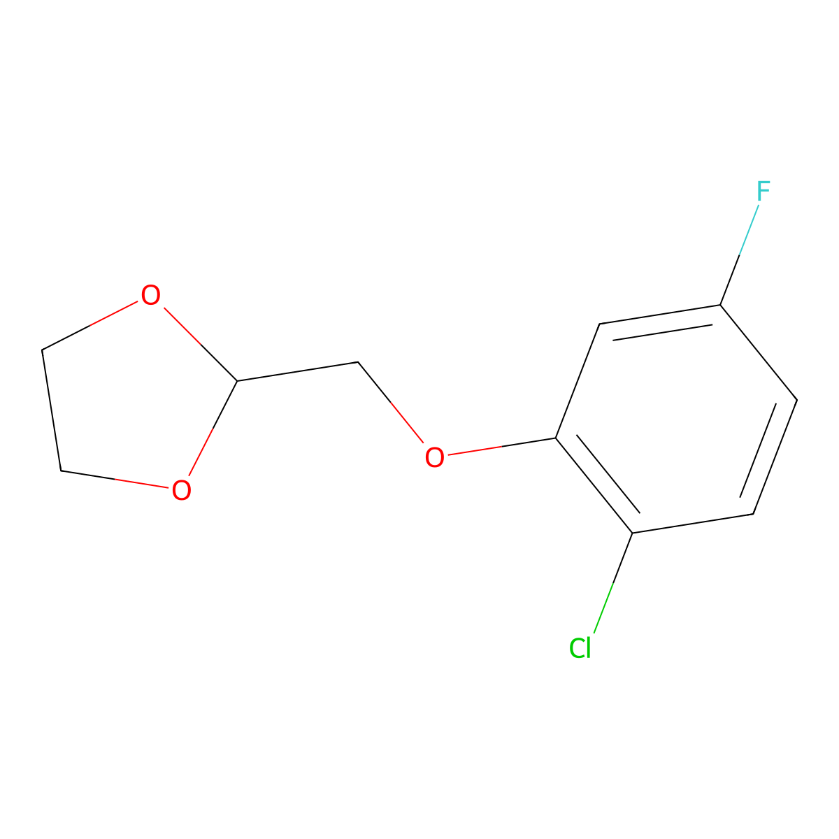 2-((2-Chloro-5-fluorophenoxy)methyl)-1,3-dioxolane molecular structure, CAS 1443304-83-3