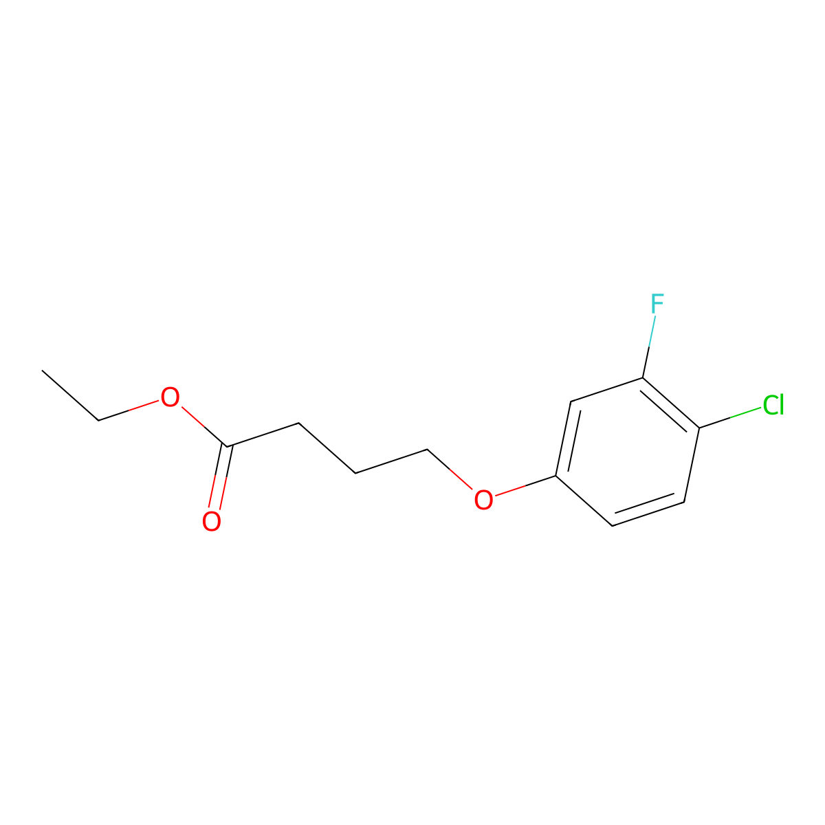 Ethyl 4-(4-chloro-3-fluoro-phenoxy)butanoate molecular structure, CAS 1443304-94-6